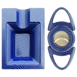 Lucienne Blue Carbon Fiber Ashtray + Cigar Cutter
