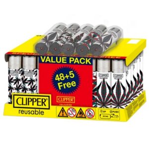 Clipper Lighters | Large | 48+5 Free | Neon Leaves 4